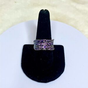 Bomb Party Dazzling Purple Crystal Band Ring